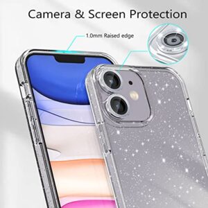 Jasmeas Design for iPhone 11 Case Glitter, with [2 Pack] Screen Protector & [2 Pack] Camera Lens Protector Sparkle PC Hard Soft TPU Silicone Bumper Women Phone Cases for Women Girls (Clear)