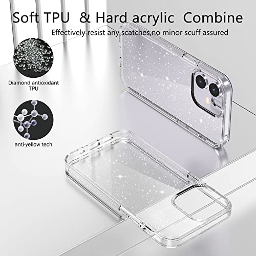 Jasmeas Design for iPhone 11 Case Glitter, with [2 Pack] Screen Protector & [2 Pack] Camera Lens Protector Sparkle PC Hard Soft TPU Silicone Bumper Women Phone Cases for Women Girls (Clear)