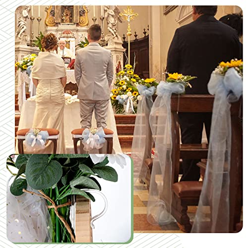 24 Packs Church Pew Clips for Weddings Clear Heavy Duty Plastic Pew Hooks Decorations Pew Flower Holders for Aisle Decorations Chairs Table Ceremony Church Railing Bow Garland Decor