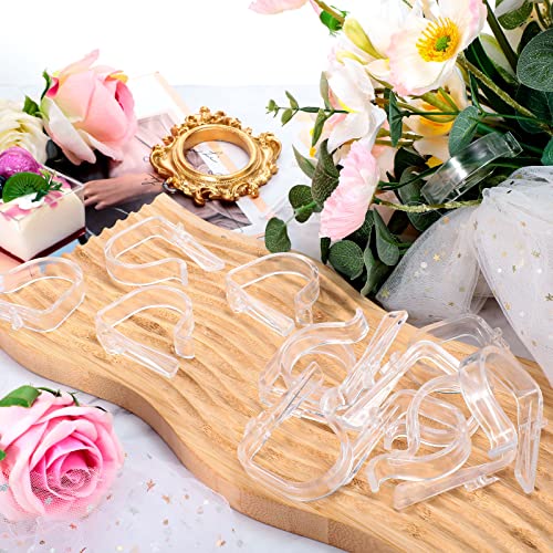 24 Packs Church Pew Clips for Weddings Clear Heavy Duty Plastic Pew Hooks Decorations Pew Flower Holders for Aisle Decorations Chairs Table Ceremony Church Railing Bow Garland Decor