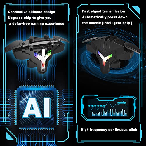 Mobile Gaming Trigger, Physically Mapped Automatic Continuous Click Game Trigger, PUBG Mobile Controller, RGB Light Alloy Button Zero Latency, for PUBG/Fortnite/COD/NEW STATE Mobile Game