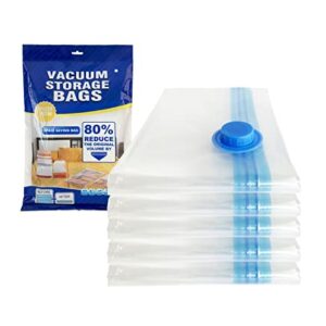 Vacuum Storage Bags for Clothes 5 Large (32 x 24") Vacuum Sealed Bags for Clothing Comforters and Blankets Reusable Space Saving Bags (Large,5)