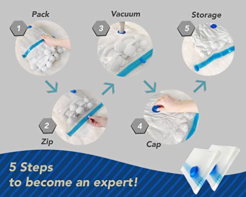 Vacuum Storage Bags for Clothes 5 Large (32 x 24") Vacuum Sealed Bags for Clothing Comforters and Blankets Reusable Space Saving Bags (Large,5)