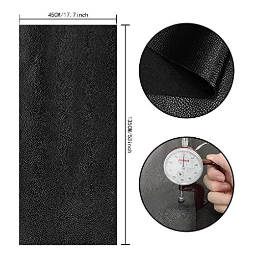 Black Faux Leather Roll for Upholstery Crafts, Pebbled Pattern Soft Vinyl Fabric Perfect for Leather Furniture, Sofa, Chair Projects and Wallets Handbags Jewlery Making 17.7x53 Inch, XHT-43299