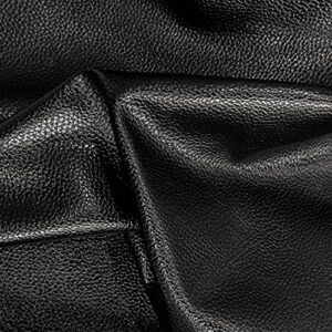 Black Faux Leather Roll for Upholstery Crafts, Pebbled Pattern Soft Vinyl Fabric Perfect for Leather Furniture, Sofa, Chair Projects and Wallets Handbags Jewlery Making 17.7x53 Inch, XHT-43299