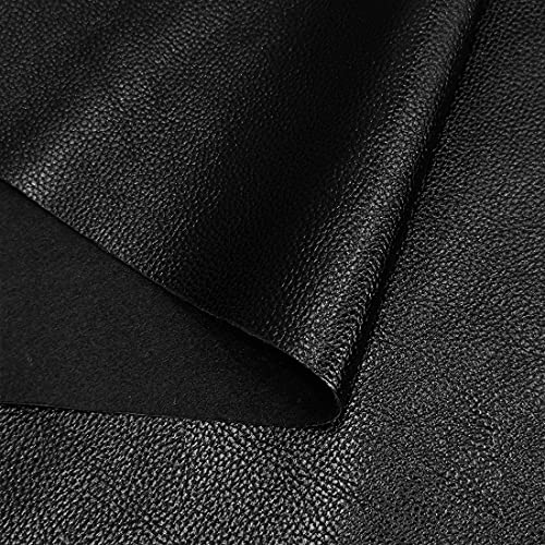 Black Faux Leather Roll for Upholstery Crafts, Pebbled Pattern Soft Vinyl Fabric Perfect for Leather Furniture, Sofa, Chair Projects and Wallets Handbags Jewlery Making 17.7x53 Inch, XHT-43299