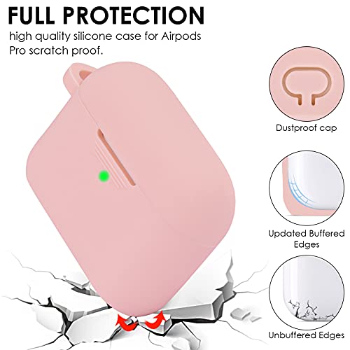 Case for Airpods Pro (2019), Filoto Silicone Airpod Pro Case Cover with Cute Bling Bracelet Keychain for Women Girls, Apple Airpods Pro Protective Wireless Charging Case (Pink)