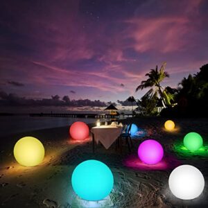 Lafhome 12-Inch Solar Rechargeable LED Ball Light, Color Changing Solar Globe Lamp IP67 Waterproof Outdoor Garden RGB Orb Light for Bar Yard Patio Pool Pathway Nightlight Relax Decoration