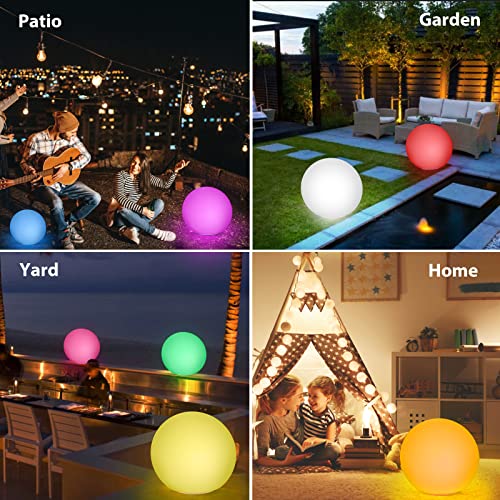 Lafhome 12-Inch Solar Rechargeable LED Ball Light, Color Changing Solar Globe Lamp IP67 Waterproof Outdoor Garden RGB Orb Light for Bar Yard Patio Pool Pathway Nightlight Relax Decoration