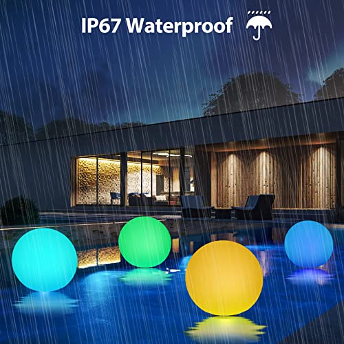 Lafhome 12-Inch Solar Rechargeable LED Ball Light, Color Changing Solar Globe Lamp IP67 Waterproof Outdoor Garden RGB Orb Light for Bar Yard Patio Pool Pathway Nightlight Relax Decoration