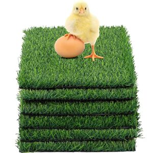 6 pcs artificial grass rug,chicken nesting pads carpet for chicken bedding nesting box pads, 12"x12" washable synthetic grass pads for chicken coop laying box for laying eggs, sturdy, reusable