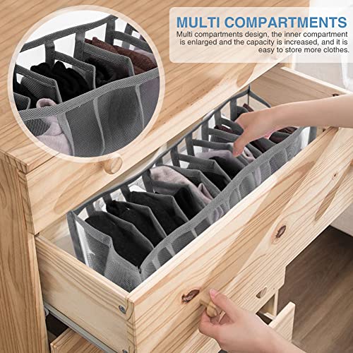 QOONESTL 7Pcs/Set Wardrobe Clothes Organizer, Drawer Organizers for Clothing, Foldable Compartment Storage Box for Underwear, Bras, Socks, Jeans, Leggings, T-Shirts(size:7Packs)