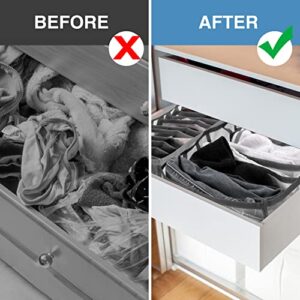 QOONESTL 7Pcs/Set Wardrobe Clothes Organizer, Drawer Organizers for Clothing, Foldable Compartment Storage Box for Underwear, Bras, Socks, Jeans, Leggings, T-Shirts(size:7Packs)