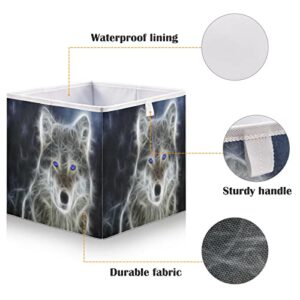 Blueangle Cool Wolf Animal Rectangle Storage Bin, 15.8 x 10.6 x 7 in, Large Collapsible Organizer Storage Basket for Home Décor（435）