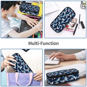 Jwzrene Shark Pencil Case Large Capacity Pen Bag With Zipper Compartment Pencil Pouch Multifunction Stationary Bag For Boy