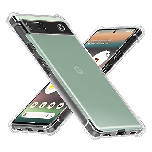 Cresee Case for Google Pixel 6a (2022) 6.1 Inches, with Camera Protection Reinforced Corner Bumper, Crystal Clear Cover Slim Fit Shockproof Flexible TPU Phone Case for Pixel 6a - Transparent