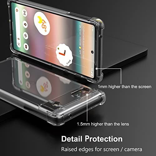 Cresee Case for Google Pixel 6a (2022) 6.1 Inches, with Camera Protection Reinforced Corner Bumper, Crystal Clear Cover Slim Fit Shockproof Flexible TPU Phone Case for Pixel 6a - Transparent