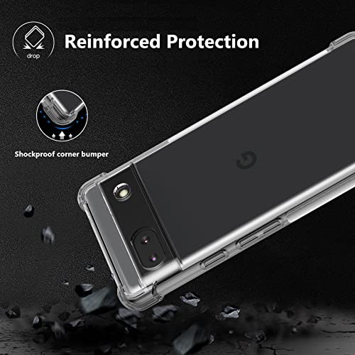 Cresee Case for Google Pixel 6a (2022) 6.1 Inches, with Camera Protection Reinforced Corner Bumper, Crystal Clear Cover Slim Fit Shockproof Flexible TPU Phone Case for Pixel 6a - Transparent