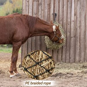 4 Pcs Slow Feed Hay Net Hay Feeder Hay Bag Hay Net for Horses Slow Feeder Haynet 40 Inch Length with 2 Inch Holes Hanging Horse Feed Net for Horses Goat Cattle Equine Stalls Barn Supplies (Black)