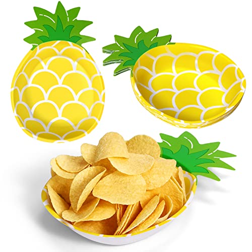 24 Count Pineapple Plates Hawaiian Tropical Luau Party Plates Kids' Adults Party Pineapple Dinner Plate for Birthday Baby Shower Wedding Hawaiian Summer Beach Party Decorations, 9.25 x 6.42 Inches