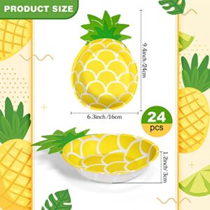 24 Count Pineapple Plates Hawaiian Tropical Luau Party Plates Kids' Adults Party Pineapple Dinner Plate for Birthday Baby Shower Wedding Hawaiian Summer Beach Party Decorations, 9.25 x 6.42 Inches