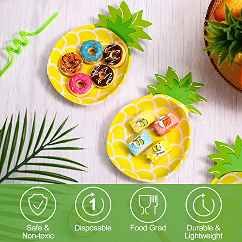 24 Count Pineapple Plates Hawaiian Tropical Luau Party Plates Kids' Adults Party Pineapple Dinner Plate for Birthday Baby Shower Wedding Hawaiian Summer Beach Party Decorations, 9.25 x 6.42 Inches