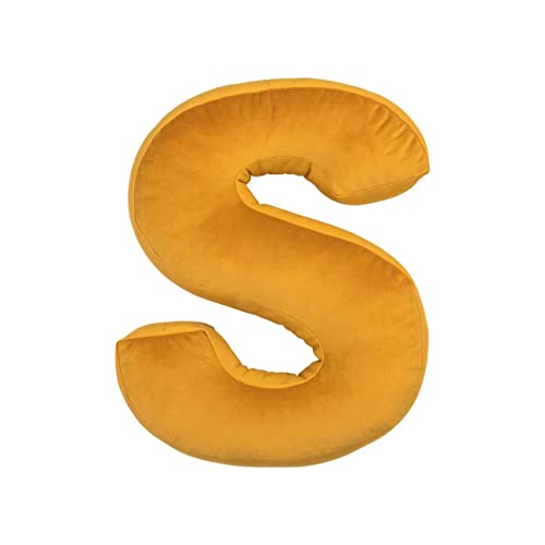 Wadser Soft Velvet Pillow Alphabet Decorative Throw Pillow Cushion Photography Props Toy Gift Yellow Letter S