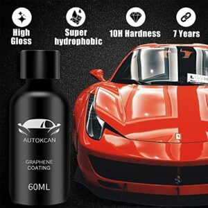 Autokcan Graphene Ceramic Coating, 10H Graphene Coating for Car Detailing, Advanced UV Technology Super High Gloss Anti-Scratch Hydrophbic Mirror Paint Sealant 7 Years Prorection