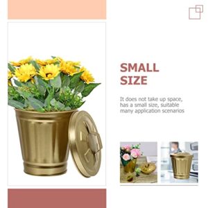 ERINGOGO Tiny Trash Bin Office Decor 5 Pack Mini Trash Cans with Lid, Small Iron Flower Pot with Lid, Mini Garbage Container for Garden Kitchen Bathroom Bedroom Office Car Decor