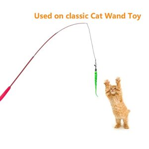 Vovamo Worm Teaser Refills for Cat Wand 10PCS Squiggly Worms Replacements and 1PC Replacement String for Cat Fishing Kittens Wand Refills Attachments for Kitten Training Exerciser Accessories