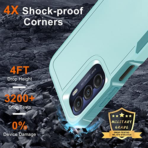 RMOCR Motorola Moto G 5G 2022 Case with Tempered Glass Screen Protector[1 Pack], Heavy Duty Rugged Shockproof Full Body Protective Phone Cover,Mine Green