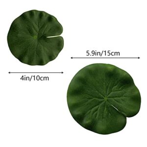 mozhixue 10pcs Artificial Floating Lotus Leaves Fake Aquarium Plants Realistic Fish Tank Plants Decorations Artificial Lily Pads for Ponds Garden Pool Decor 4inch and 5.9inch (Lotus Leaf)