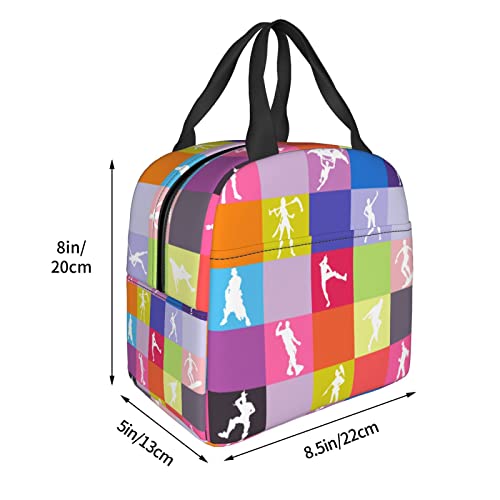 Tvmpkix kids Lunch Bag, Reusable Insulated Lunch Box Cooler Tote Bag Meal Prep for Boys Men Women Picnic Travel Work Colorful