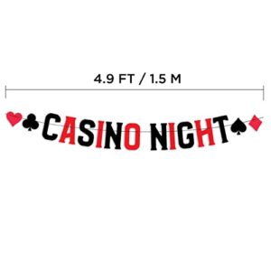 Casino Themed Glitter Banner – Las Vegas Birthday and Bachelorette Party Decorations – Poker Party Garland, Favors and Supplies