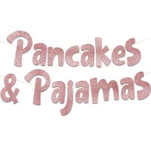 pancakes & pajamas pink glitter banner – slumber party – pajama party – girls night in decorations, supplies, favors and gifts
