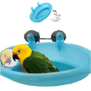 yu’s north bird bathtub with mirror portable bird bath bird bathroom for pet parrots bathing tub bath box bird shower bathtub bird cage accessories (with single mirror)