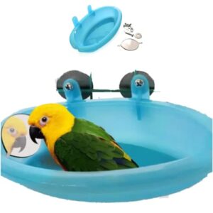 Yu’s north Bird Bathtub with Mirror Portable Bird Bath Bird Bathroom for Pet Parrots Bathing Tub Bath Box Bird Shower Bathtub Bird Cage Accessories (with Single Mirror)