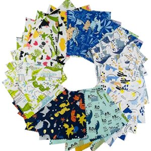 dinosaur cotton fabric squares for baby boy,charm packs for quilting 5 inch,fabric scraps for crafts,precut quilt squares 5x5 (42pcs) szruizfz