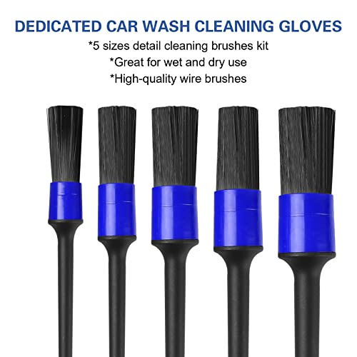 Manesi Car Detailing Brush Set,24PCS Drill Brush Set,Car Interior Detailing Kit & Car Wash Kit with Boar Hair Detail Brush and Cleaning Gel for Wheel,Dashboard,Air Vent,Leather and Exterior