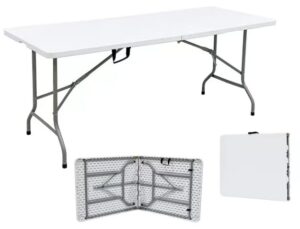 caligreen tools portable utility camping folding table, 6 feet,white