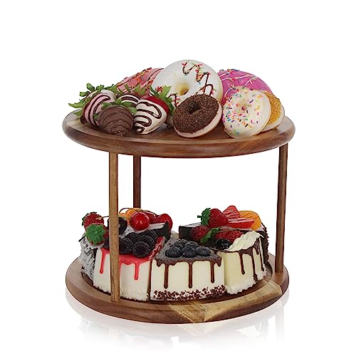 Spec101 Round Serving Platter - 2-Tier Serving Tray for Desserts, Cookies, Tea, Spices, and Appetizer Serving Tray