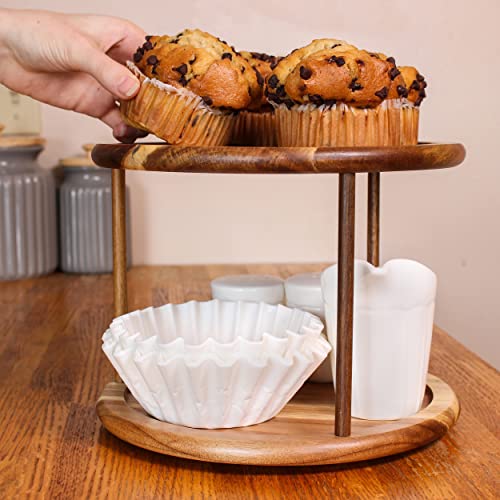 Spec101 Round Serving Platter - 2-Tier Serving Tray for Desserts, Cookies, Tea, Spices, and Appetizer Serving Tray