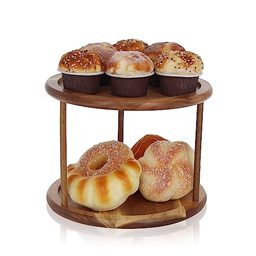 Spec101 Round Serving Platter - 2-Tier Serving Tray for Desserts, Cookies, Tea, Spices, and Appetizer Serving Tray