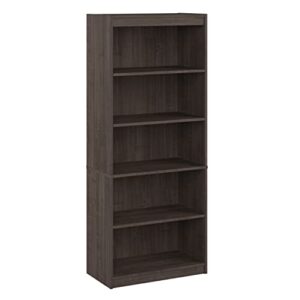 bestar logan 30w 5 shelf bookcase in medium gray maple