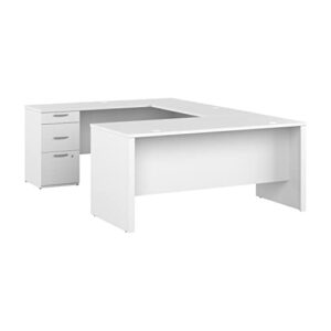 bestar logan u shaped desk in pure white, 65w