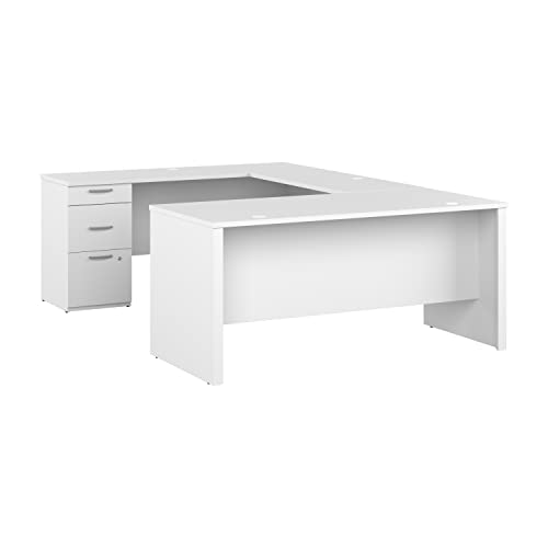 Bestar Logan U Shaped Desk in Pure White, 65W