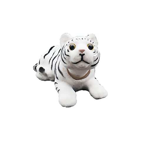 ihreesy Car Dashboard Decoration,Shaking Head Tiger Ornament Bobble Head Car Ornament Cute Car Dash Ornament Decoration for Car Vehicle Home,White