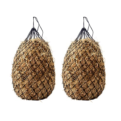 Bloomoak Handwoven 2PCS Slow Feed Hay Nets for Horses, 40" Hay Net with 2" Hole for Horse and Goat, Handwoven Strength, Crafted to Last（2PCS