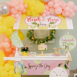 GIHOO Sunflower Lemon Yellow Balloon Garland Arch Kit 150pcs Lemonade Yellow Pink Macaron Pastel Balloons Eucalyptus Leaves Girls Birthday Sunflower Bee Theme Baby Shower Bachelorette Party Backdrop Decorations