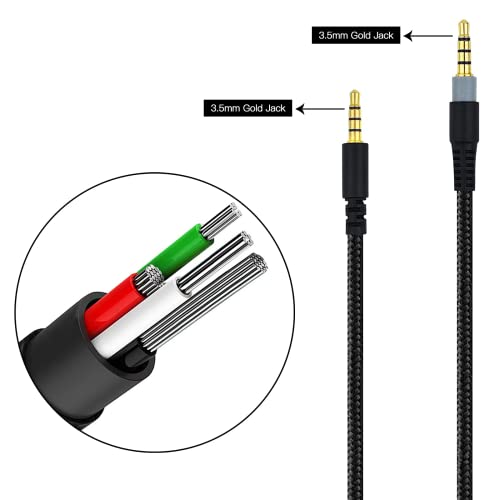 BUTIAO Cloud Alpha Cable, Nylon Braided OFC Replacement Aux 3.5mm Cable Extension Cord for Kingston HyperX Cloud Mix Alpha S Gaming Headsets Headphones